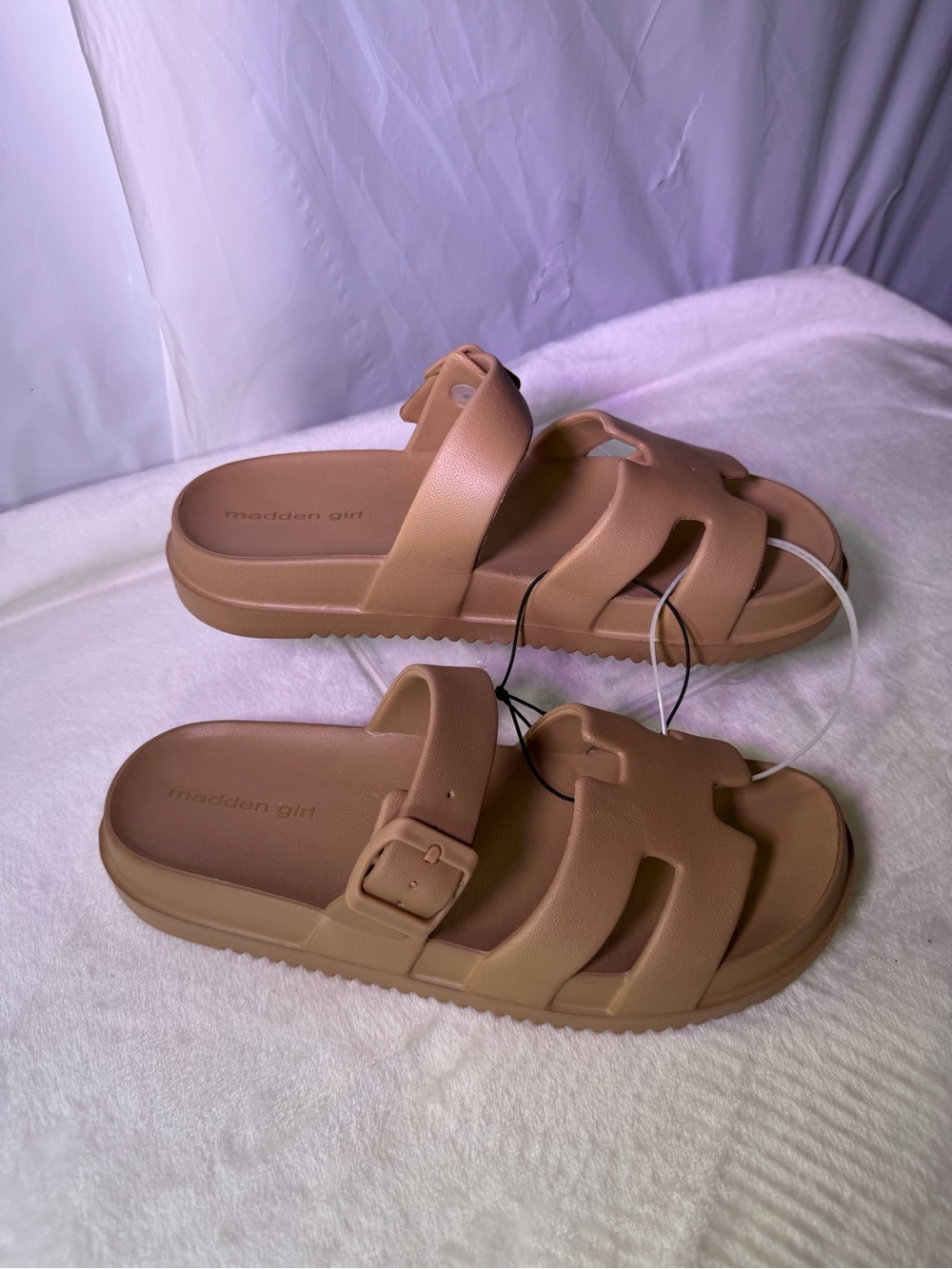 Madden Girl Women's Tan Slide Sandals